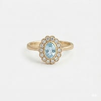 Diana Petite  Aquamarine Halo Ring