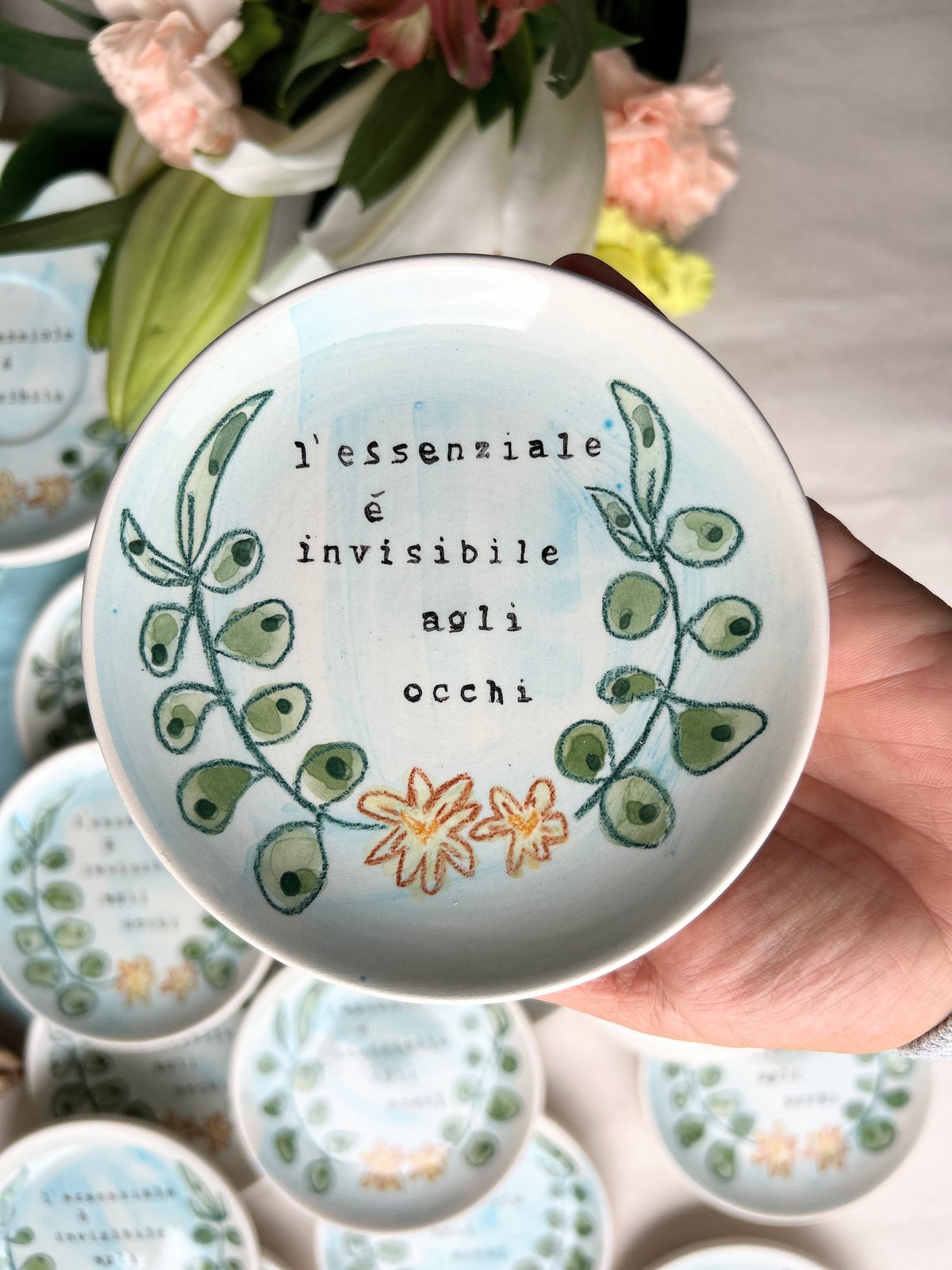 Piattino in ceramica personalizzato – Bomboniera artigianale (12 cm)