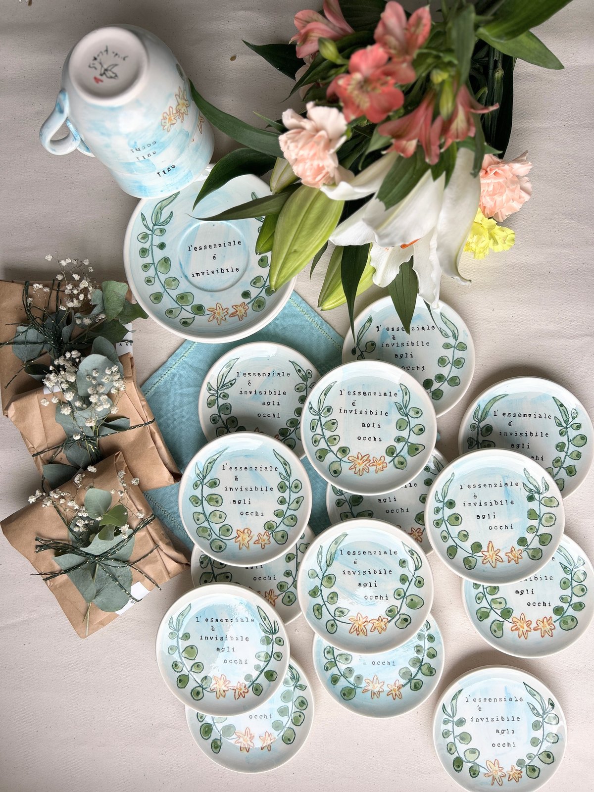 Piattino in ceramica personalizzato – Bomboniera artigianale (12 cm)