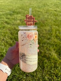 Image 1 of Faith over Fear Snowglobe glitter tumbler 20 oz