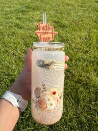 Image 2 of Faith over Fear Snowglobe glitter tumbler 20 oz