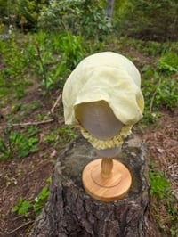 Image 2 of Pure Linen Upcycled Expandable Headband Cover in Lemon