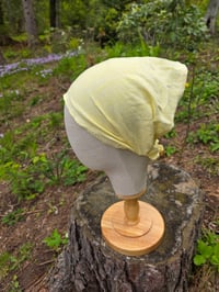 Image 1 of Pure Linen Upcycled Expandable Headband Cover in Lemon