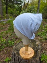 Image 1 of Pure Linen Upcycled Expandable Headband in Powder Blue Crosshatch 