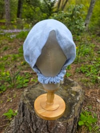 Image 2 of Pure Linen Upcycled Expandable Headband in Powder Blue Crosshatch 