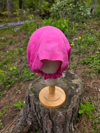 Image 2 of Pure Linen Upcycled Expandable Headband Cover in Hot Pink