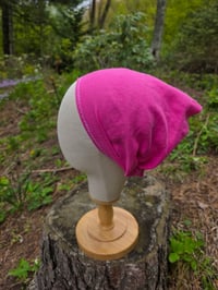 Image 1 of Pure Linen Upcycled Expandable Headband Cover in Hot Pink