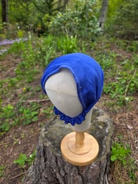 Image 2 of Pure Linen Upcycled Expandable Headband Cover in Royal
