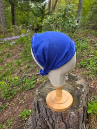 Image 1 of Pure Linen Upcycled Expandable Headband Cover in Royal