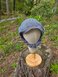 Image 2 of Pure Linen Upcycled Expandable Headband in Black Crosshatch
