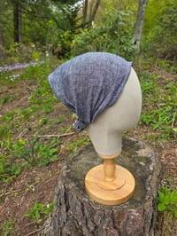 Image 1 of Pure Linen Upcycled Expandable Headband in Black Crosshatch