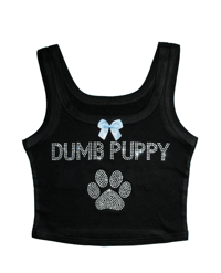Image 2 of DUMB PUPPY RHINESTONE SCOOP NECK TOP