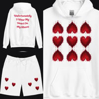 Image 2 of Unfortunately, I Wear My Heart on My Sleeve Unisex Hoodie/Short Set