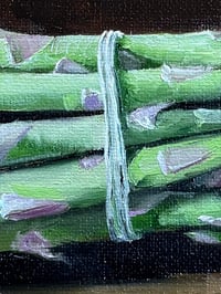 Image 2 of Asparagus Study - Original Oil Painting, 4” x 12”