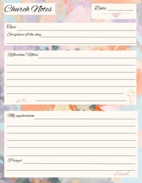 Church Notes Digital Download page, religious, bible, sermon, notes, prayer, printable, stationery