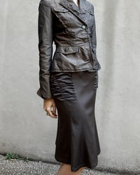 Image 3 of BROWN RUCHED SATIN SKIRT
