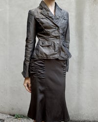 Image 2 of BROWN RUCHED SATIN SKIRT