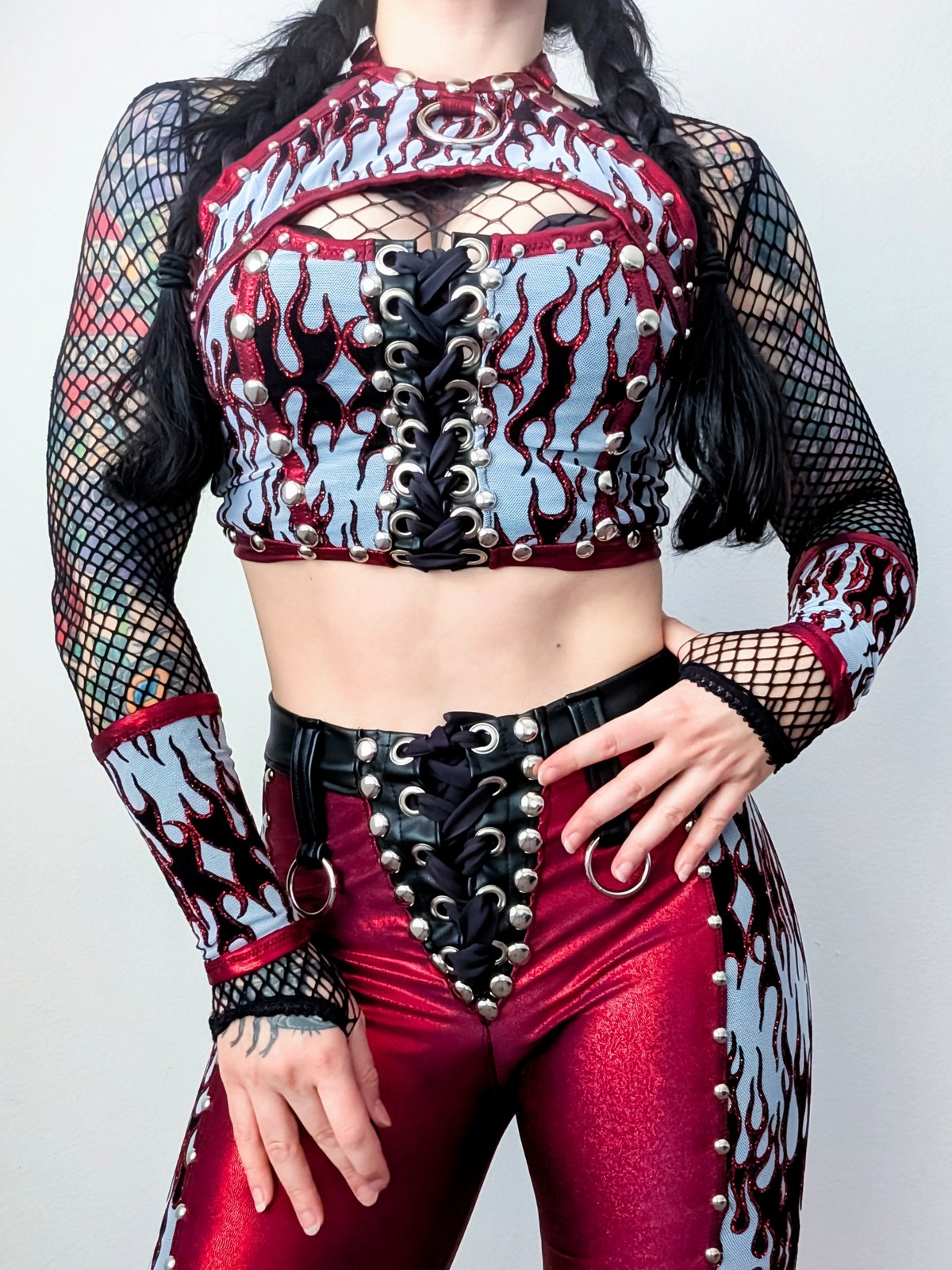 Scorched Earth Halter Top w/ Laceup Gloves