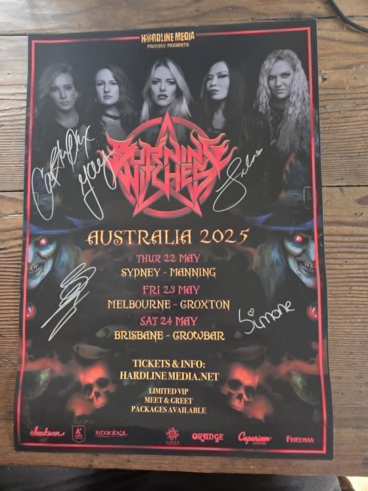 Image of BURNING WITCHES - Australian Tour Poster A3 AUTOGRAPHED