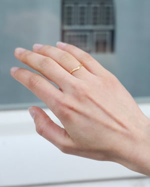 Image of 18ct Yellow gold 2mm flat court Olive leaf engraved Wishbone ring