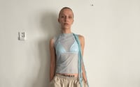 Image 1 of Ruffles Mesh Top Light Blue