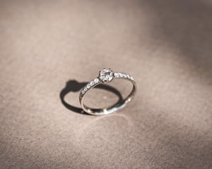 Image of Platinum 4.5mm white Rose-cut diamond ring with pave set band (LON277)