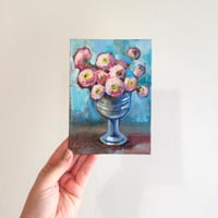 Image 2 of Pink Blossoms in a Silver Vase