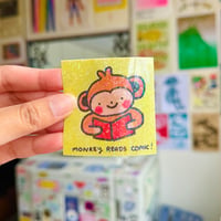 Monkey Reads Comic Sticker