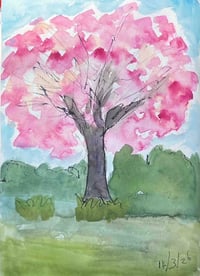 Original Pink Blossom Tree — Sketchbook Artwork 