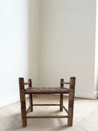 Image 2 of 1970s footstool with newly restored leather weave
