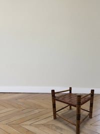 Image 1 of 1970s footstool with newly restored leather weave