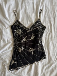 Image 1 of Vintage Y2K black sequin and beaded cami 