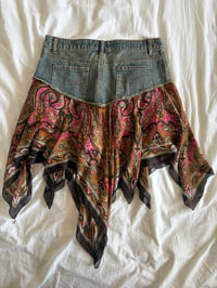 Image 2 of Vintage Y2K denim handkerchief hem beaded and sequin silk fairy skirt 