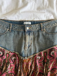 Image 3 of Vintage Y2K denim handkerchief hem beaded and sequin silk fairy skirt 