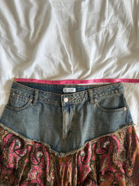 Image 6 of Vintage Y2K denim handkerchief hem beaded and sequin silk fairy skirt 