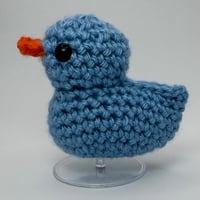 Image 1 of Blue Crochet Duck Plush