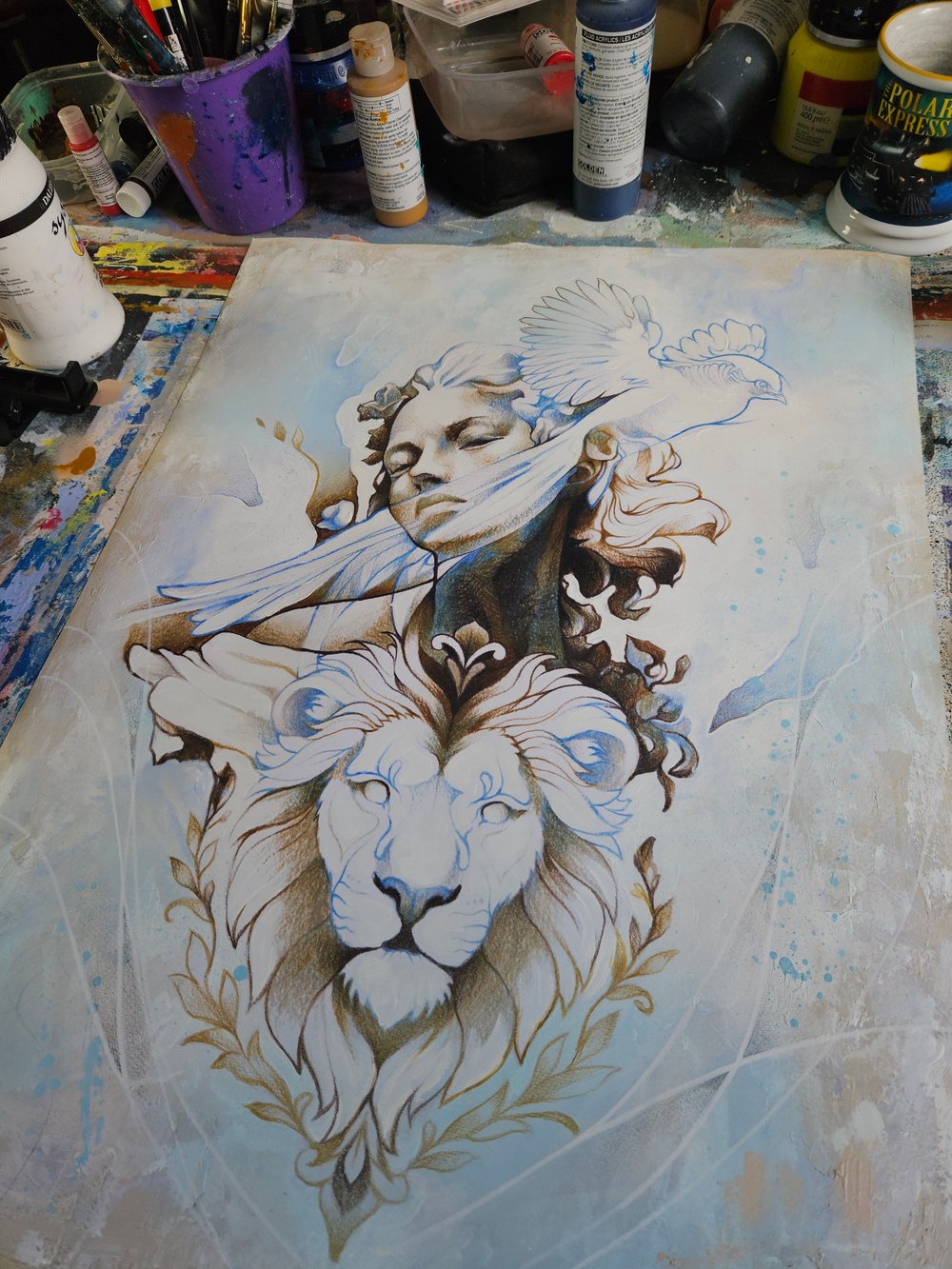 "Divine Velvet" Blue 1/1 UNIQUE - Mixed Media on paper - FREE WORLDWIDE SHIPPING!!!