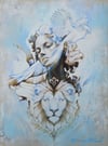 "Divine Velvet" Blue 1/1 UNIQUE - Mixed Media on paper - FREE WORLDWIDE SHIPPING!!!