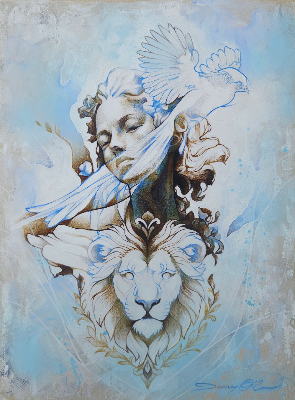 "Divine Velvet" Blue 1/1 UNIQUE - Mixed Media on paper - FREE WORLDWIDE SHIPPING!!!