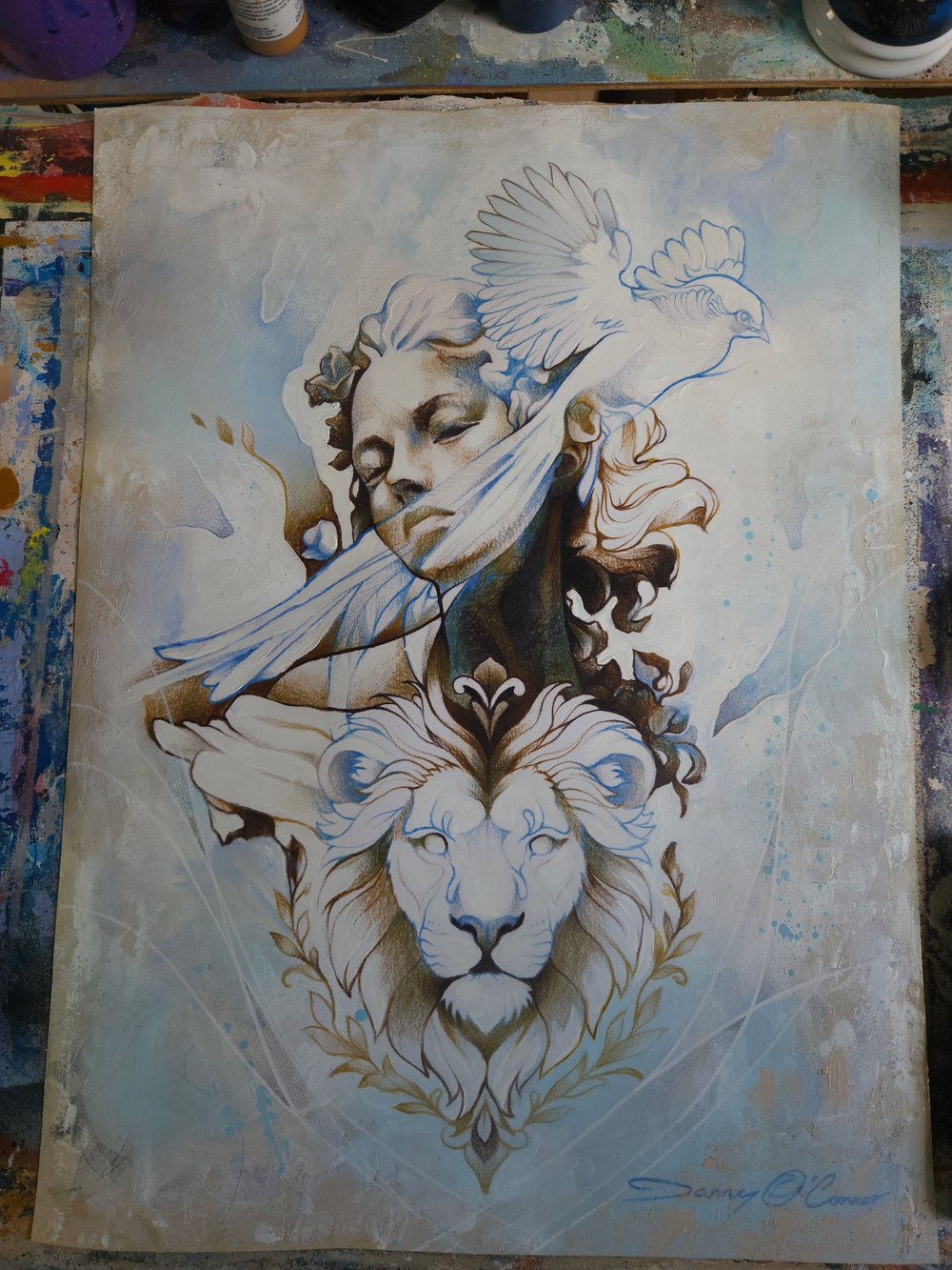 "Divine Velvet" Blue 1/1 UNIQUE - Mixed Media on paper - FREE WORLDWIDE SHIPPING!!!