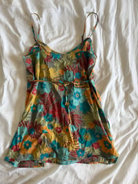 Image 2 of Vintage Y2K floral sequin babydoll style tie back cami