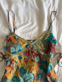 Image 3 of Vintage Y2K floral sequin babydoll style tie back cami