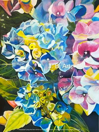  Hydrangea Mosaic - Size A5 Glossy Card