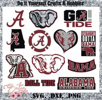 Image 1 of Alabama Crimson Tide, Roll Tide Designs. SVG Files, Cricut, Studio, Digital Cut Files