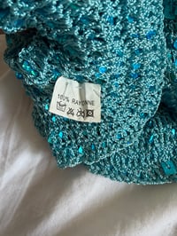 Image 5 of Vintage Y2K boatneck blue crochet sequin cami 