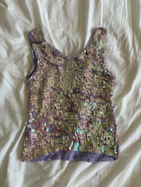 Image 2 of Vintage Y2K 90s Lipsy purple sequin crochet cami 