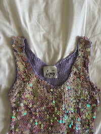 Image 3 of Vintage Y2K 90s Lipsy purple sequin crochet cami 