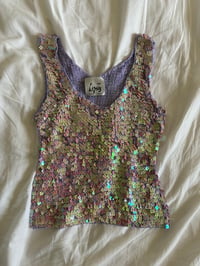 Image 7 of Vintage Y2K 90s Lipsy purple sequin crochet cami 