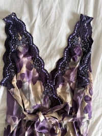 Image 3 of Vintage Y2K purple floral silk tie back sequin top 