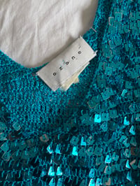 Image 3 of Vintage Y2K blue sequin crochet cami 